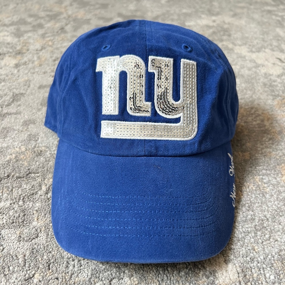 NFL Women’s Sequin Sparkle New York Giants ‘47 Blue Adjustable Hat Official
